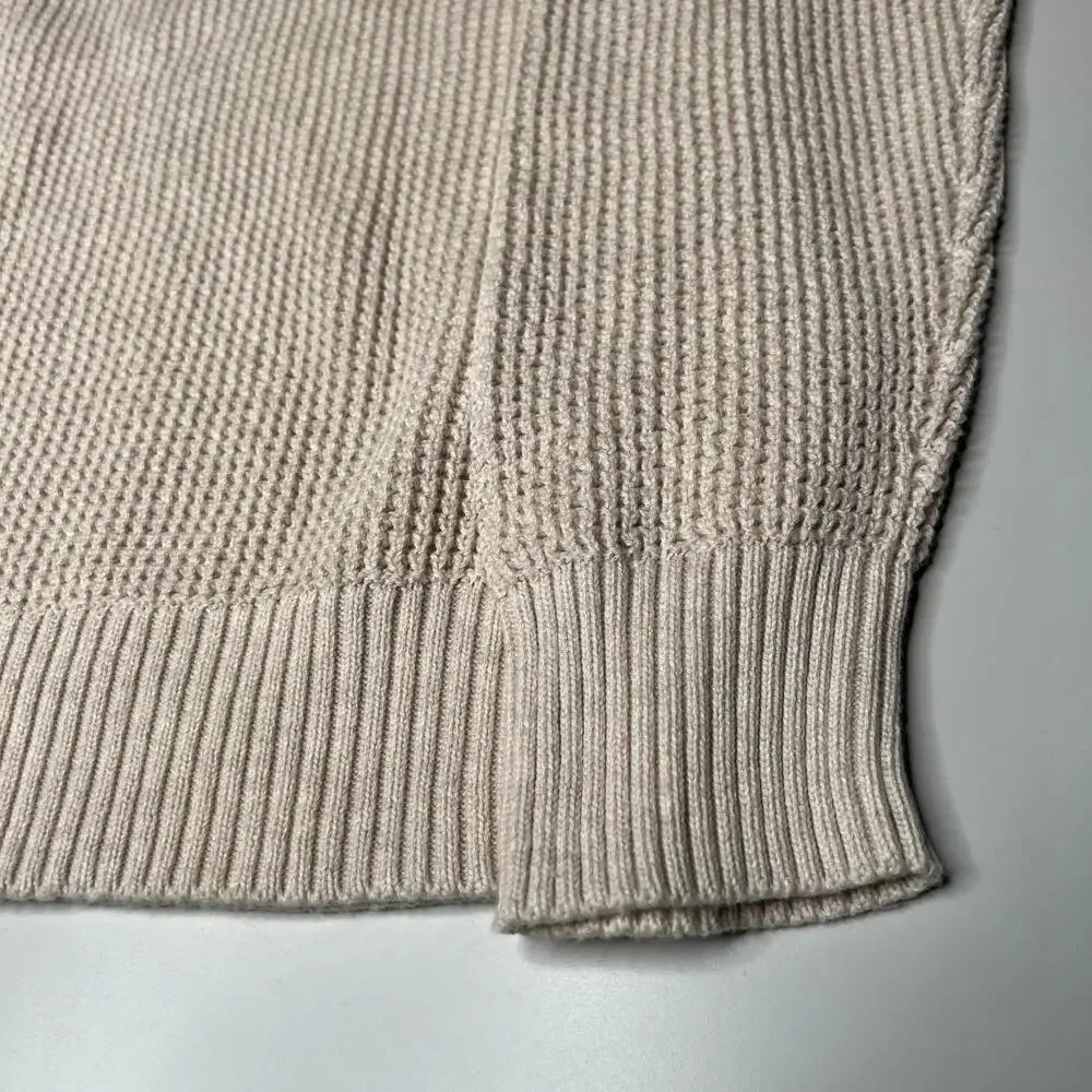 J.Crew Men’s Cotton Half Zip Sweater Cream Beige Pullover‎ Size L